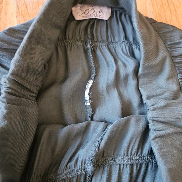 Sofia Pants Womens S Army Green Satin Cargo Jogger Made in Italy Quiet Luxury - Picture 10 of 10